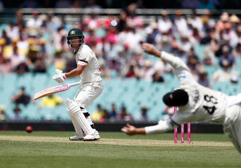 David Warner of Australia plays a shot. Getty