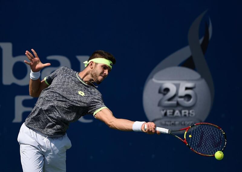 Vesely of Czech Republic plays a forehand. Tom Dulat / Getty Images