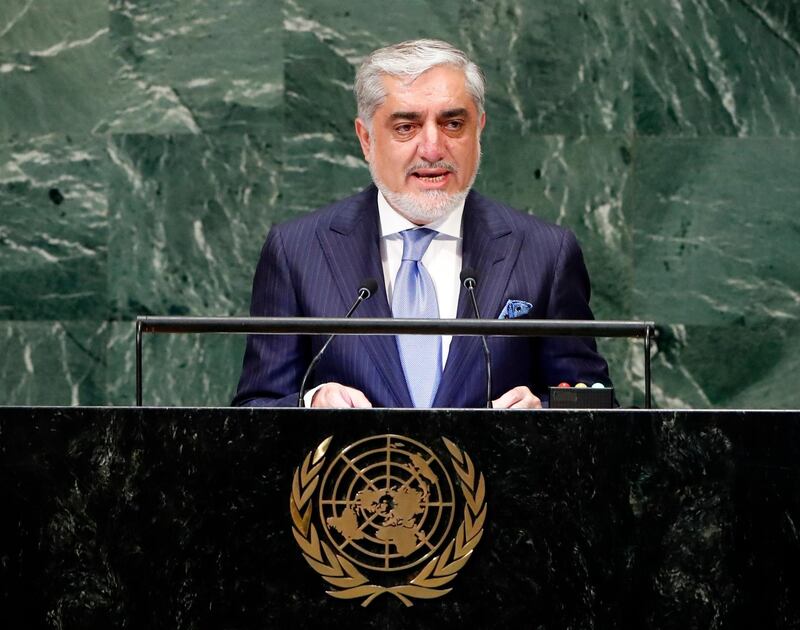Chief Executive of Afghanistan Abdullah Abdullah speaks during the General Debate of the General Assembly of the United Nations at United Nations Headquarters.  EPA