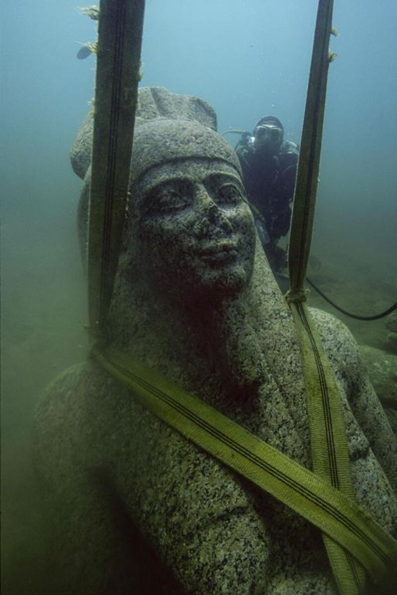 The statue of Hapy discovered in the lost city of Thonis-Heracleion, Aboukir Bay, Egypt. Christoph Gerigk / Franck Goddio / Hilti Foundation