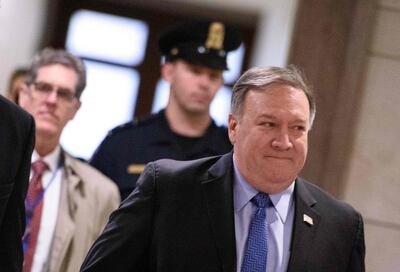 US Secretary of State Mike Pompeo arrives to brief House members on Yemen, Saudi Arabia and the murder of Saudi critic Jamal Khashoggi, at the US Capitol in Washington, DC, on December 13, 2018. / AFP / MANDEL NGAN
