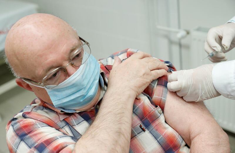 A man receives a dose of the Sinopharm vaccine, in Budapest, Hungary. Reuters