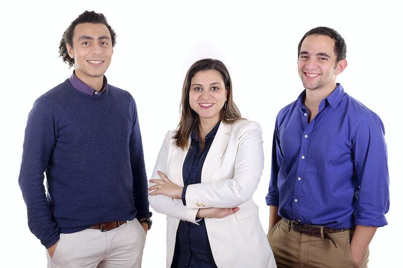 Three of Harmonica’s co-founders, from left, Sameh Saleh, Shaymaa Aly and Aly Khaled Metwally. Courtesy Harmonica