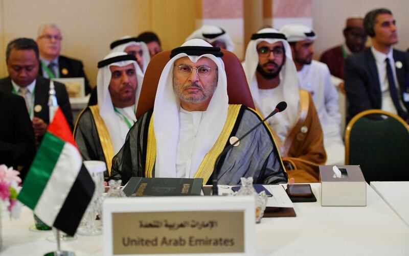 FILE PHOTO: UAE Minister of State for Foreign Affairs Anwar Gargash is seen during preparatory meeting for the GCC, Arab and Islamic summits in Jeddah, Saudi Arabia, May 29, 2019.  REUTERS/Waleed Ali/File Photo