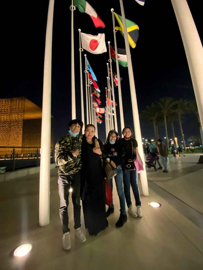 Saud with his mother and sisters at Expo 2020 Dubai.
