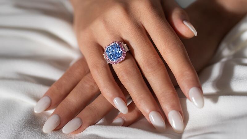 At 11.28 carats, the Infinite Blue is estimated to be worth between $26,000,000-37,000,000. Photo: Sotheby's Dubai