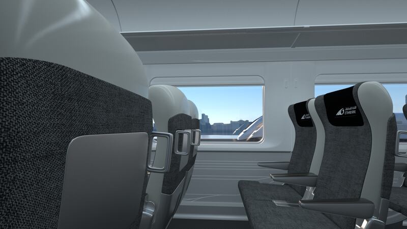 Internal renderings of the passenger train: Etihad Rail