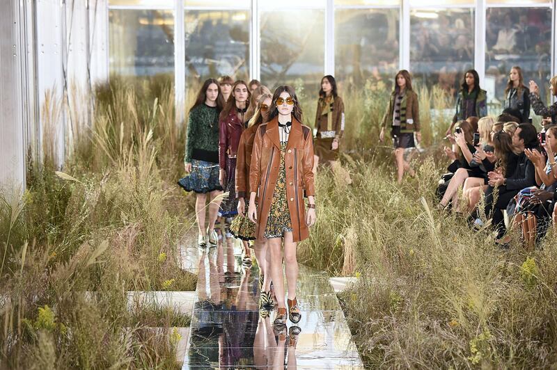 NEW YORK, NY - SEPTEMBER 15: (BRAZIL OUT, NEW YORK TIMES OUT, UK VOGUE OUT)  Vanessa Moody walks the runway at the Coach Women's Spring Summer 2016 fashion show during New York Fashion Week on September 15, 2015 in New York City. (Photo by Victor VIRGILE/Gamma-Rapho via Getty Images)