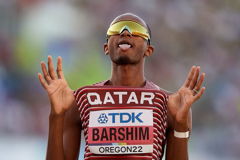 Mutaz Barshim during the final of the men's high jump at the World Athletics Championships. EPA