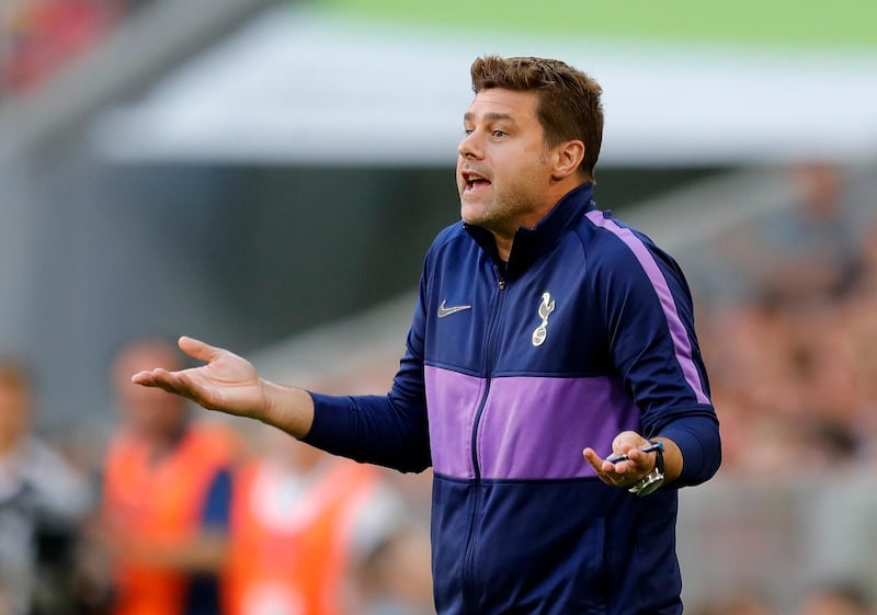 epa08009870 (FILE) - Tottenham's head coach Mauricio Pochettino reacts during the Audi Cup soccer semi final match between Real Madrid and Tottenham Hotspur in Munich, Germany, 30 August 2019 (re-issued 19 November 2019). Tottenham Hotspur has sacked Mauricio Pochettino according to a club statement on 19 November.  EPA/RONALD WITTEK *** Local Caption *** 55370522