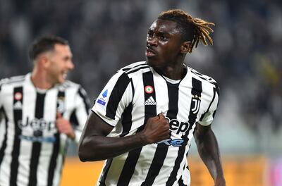 Juventus' Moise Kean celebrates scoring. Reuters