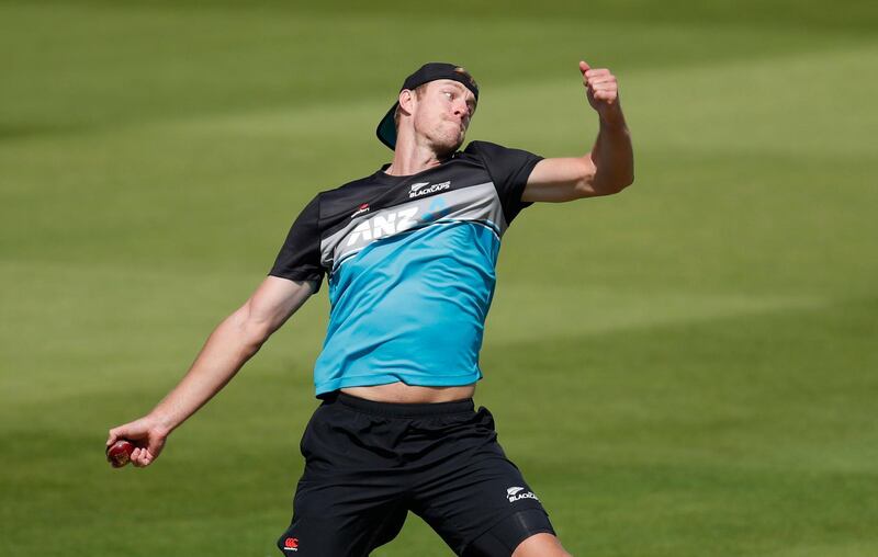 New Zealand's Kyle Jamieson during training on Monday. Reuters