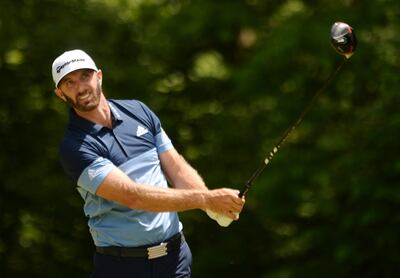 Dustin Johnson, of the United States, hits his tee shot on the seventh hole during the final round of the Canadian Open golf championship in Ancaster, Ontario, Sunday, June 9, 2019. (Adrian Wyld/The Canadian Press via AP)