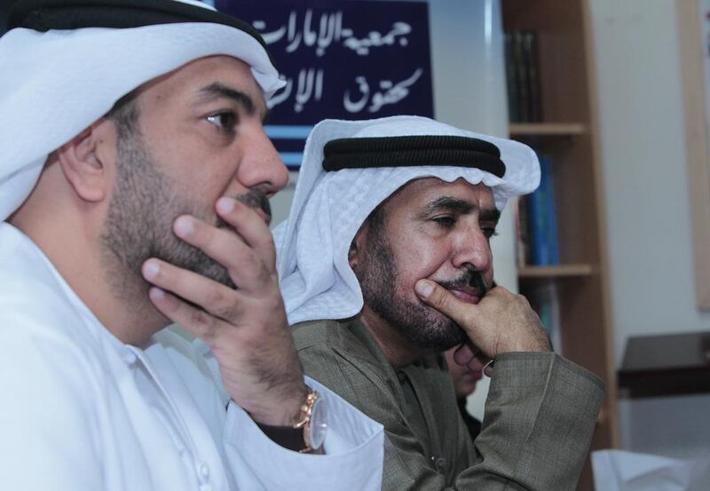 From left, Khalid Al Hosani, the secretary of the Emirates Human Rights Association and Mohammed Al Kaabi, a director of the association, said the trial had been “transparent, clear and public”. Jeffrey E Biteng / The National  