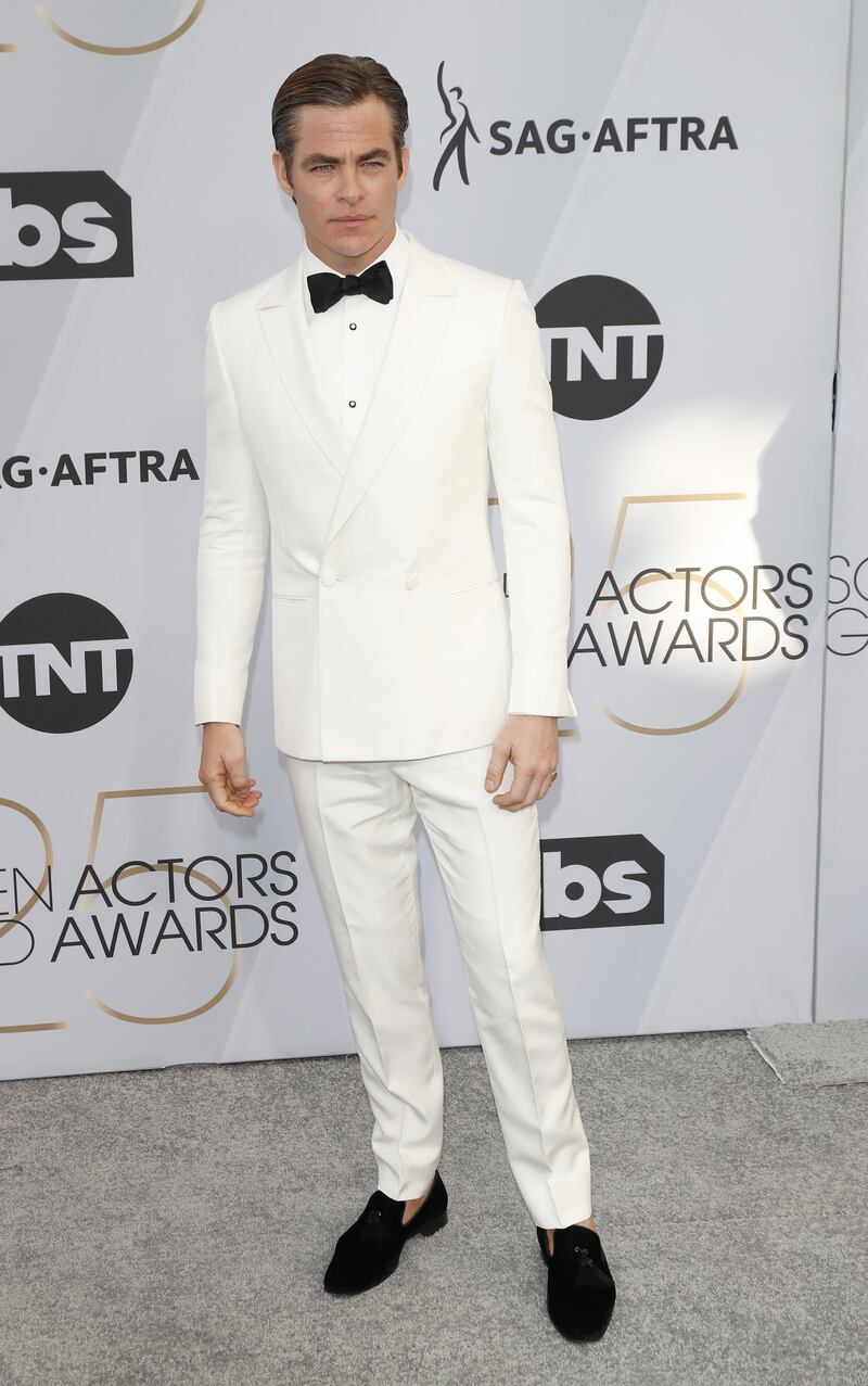 Chris Pine in Ermenegildo Zegna at the 25th annual Screen Actors Guild Awards ceremony in Los Angeles on January 27, 2019. EPA