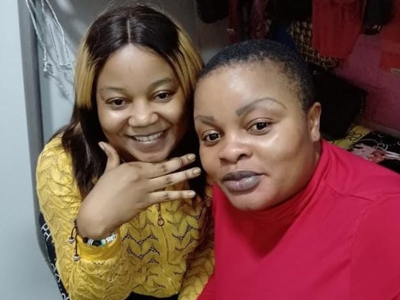Ms Claire, right, lived with her friend Nicole Abinkeng, also from Cameroon, who fell to her death after trying to escape the flames from her fourth-floor apartment. Photo: Yemdzu Doris Claire