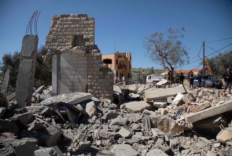 A building reduced to rubble by an Israeli strike on the Lebanese border village of Odaisseh. AFP
