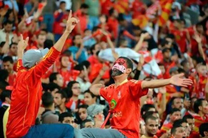 The Ahlawy were not among the 20,000 fans present at the stadium in Alexandria when Al Ahly drew with Esperance on Sunday. Khaled Desouki / AFP