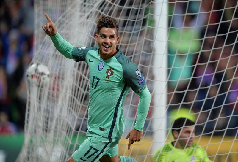 Portugal forward Andre Silva celebrates scoring the second goal. Vincent West / Reuters