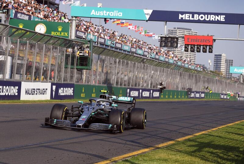 (FILES) This file photo taken on March 17, 2019 shows Mercedes' Finnish driver Valtteri Bottas driving during the Formula One Australian Grand Prix in Melbourne. Formula One's Australian and Chinese Grands Prix were postponed on January 12, 2021 as the COVID-19 coronavirus caused disruption for a second straight season. - -- IMAGE RESTRICTED TO EDITORIAL USE - STRICTLY NO COMMERCIAL USE --
 
 / AFP / WILLIAM WEST / -- IMAGE RESTRICTED TO EDITORIAL USE - STRICTLY NO COMMERCIAL USE --
 
