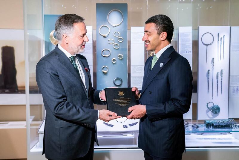 Sheikh Abdullah bin Zayed, the UAE Minister of Foreign Affairs and International Cooperation, has paid tribute to his father at the inauguration of a new gallery of the British Museum.