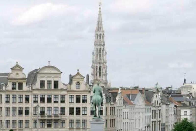 Workers tend to the gardens on the Mont des Arts near the Grand-Place in Brussels on Monday, July 13, 2009. The garden is just one of the many free or cheaper places that help visitors enjoy Brussels on a budget. (AP Photo/Jim Buell)