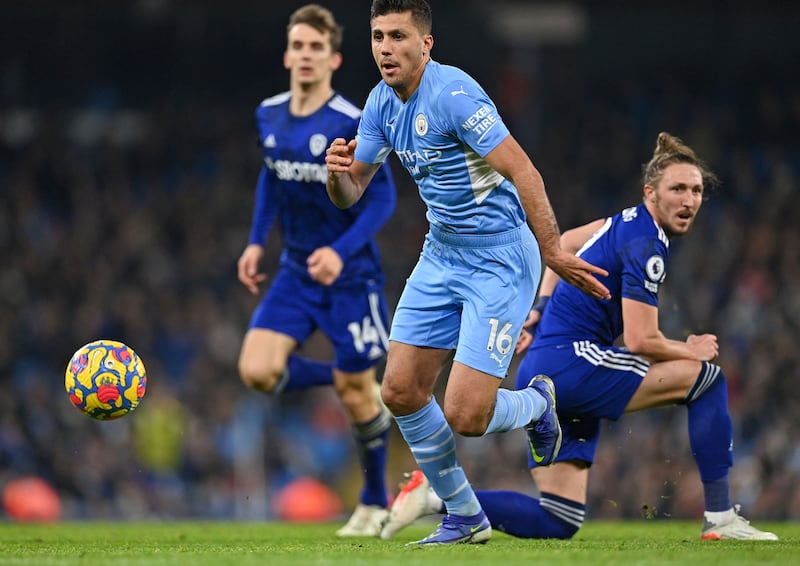 Rodri 8 - Involved in all of City’s best attacking moves as Rodri looked to advance and challenge Leeds defence. Picked out De Bruyne after half of an hour for City’s third of the game. AFP