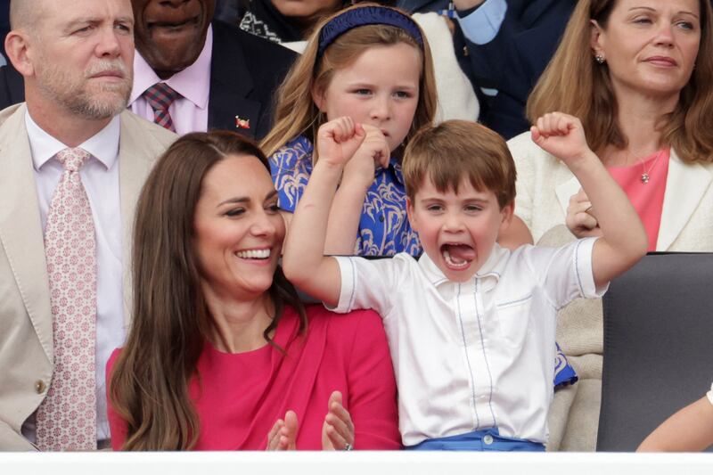 Kate and Prince Louis enjoy the pageant in London. AFP