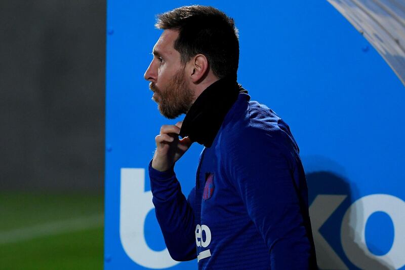 Barcelona's Argentine forward Lionel Messi attends a training session at the Joan Gamper Sports City training ground. AFP