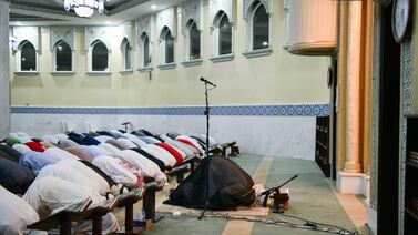 Early morning prayers on the first day of Ramadan at Bani Hashim Mosque, Abu Dhabi. Khushnum Bhandari / The National