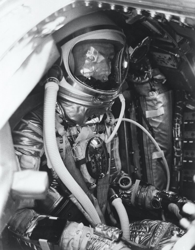 S62-04047 (24 May 1962) --- Close-up of astronaut M. Scott Carpenter inside his Aurora 7 spacecraft before the launch of the Mercury-Atlas 7 (MA-7) mission. Photo credit: NASA