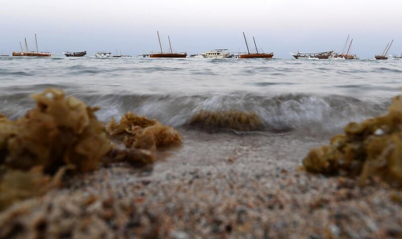 Boats off the coast of the island of Sir Abu Nair off the coast of Dubai. AFP