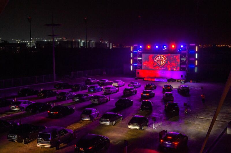 The Yas drive-in cinema at Yas Marina Circuit has a capacity for 65 cars. Courtesy Brag