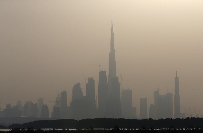 View of the Dubai skyline during the dusty weather in Dubai on July 7, 2017. Pawan Singh / The National