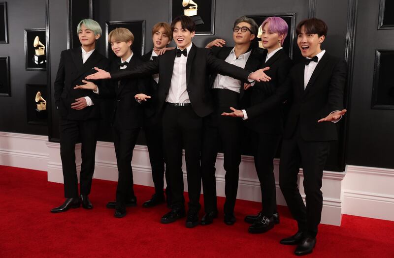 BTS arrive at the 61st Grammy Awards. Reuters