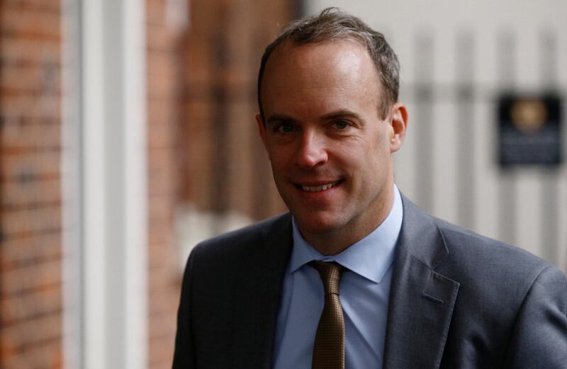 Britain's Foreign Secretary Dominic Raab is seen outside Downing Street in London, Britain, October 3, 2019. REUTERS/Henry Nicholls