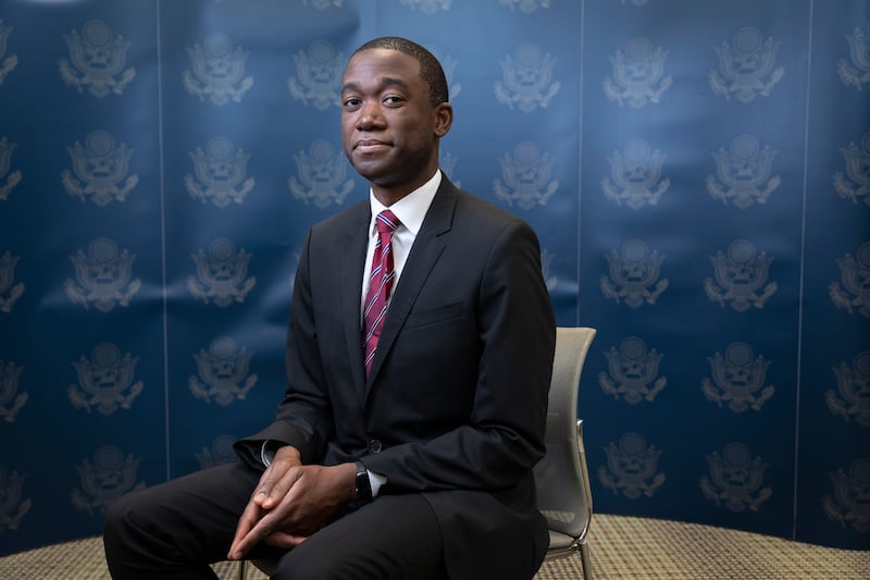 Wally Adeyemo, the US Deputy Treasury Secretary, spoke exclusively to 'The National' at the US consulate in Dubai on Tuesday. Antonie Robertson / The National