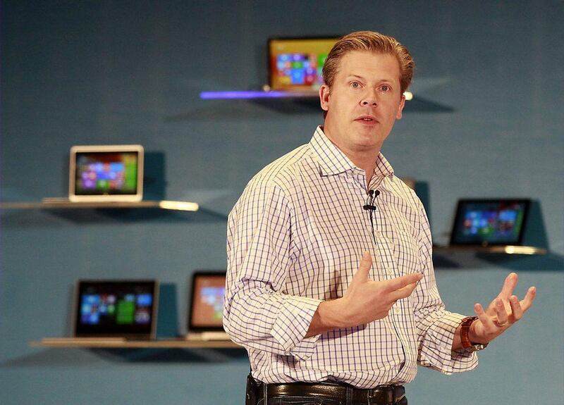 Microsoft corporate vice president for device partnerships Nick Parker presented the new Windows devices during his keynote speech at the Computex exhibition in Taipei. Pichi Chuang / Reuters