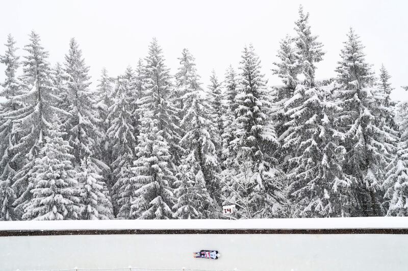 Sara Roderick of United States competes in her second run in women's skeleton during the IBSF World Championships in Altenberg, Germany, on Thursday, February 11. Getty