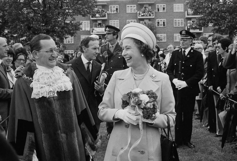 Queen Elizabeth in Deptford, south-east London, during a walkabout to commemorate her silver jubilee in June 1977.