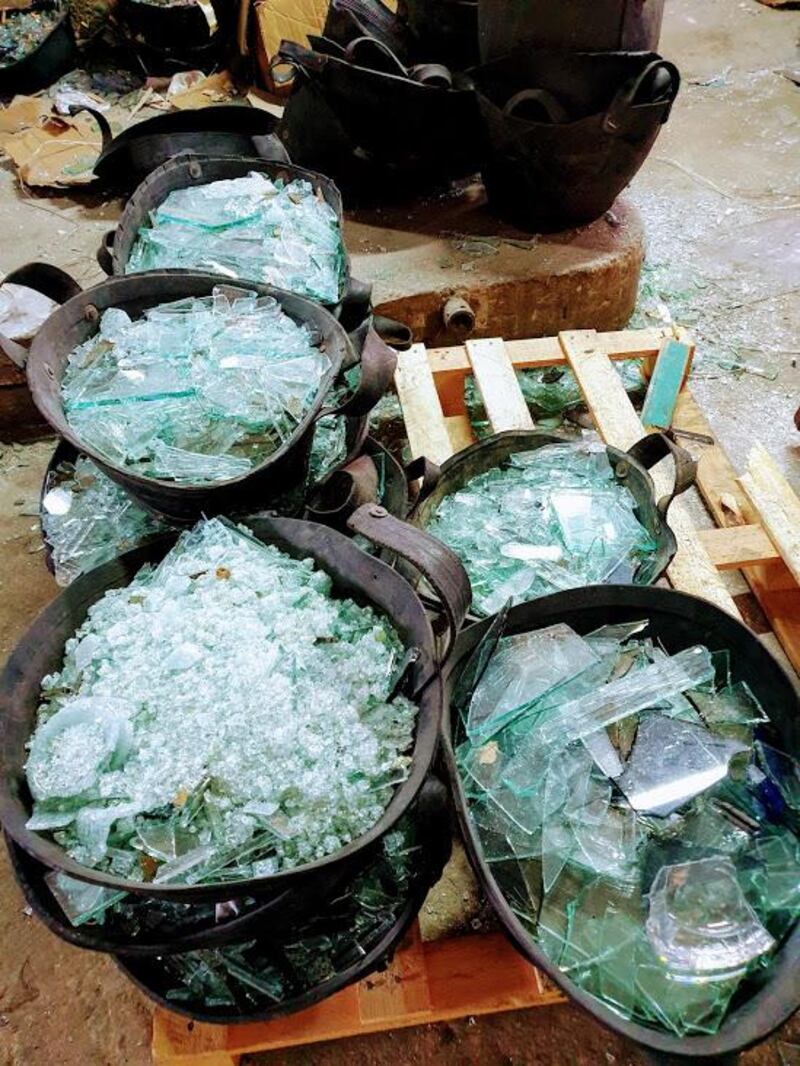The shattered glass will provide raw material for Tripoli's glass factories to work with, boosting their struggling businesses. Courtesy Ziad Abi Chaker
