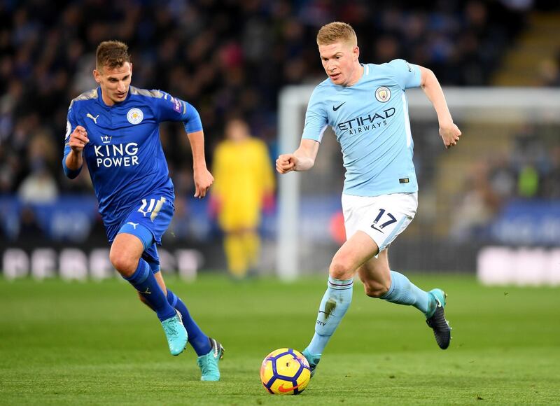 Centre midfield: Kevin de Bruyne (Manchester City) – Scored a superb goal with his lesser, and left, foot, to cap another excellent performance as City made it 16 straight wins. Michael Regan / Getty Images