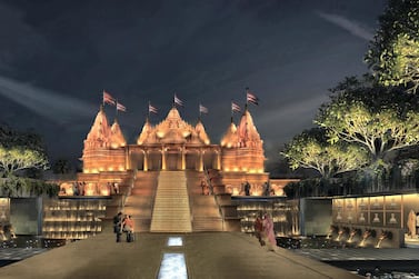 Work on the UAE's first Hindu temple is due to be complete in 2022. Courtesy:Baps Hindu Mandir