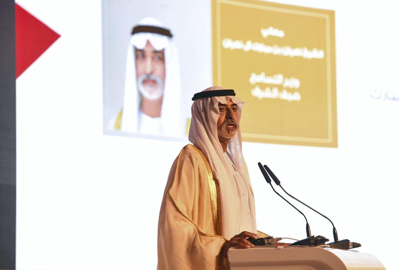 Abu Dhabi, United Arab Emirates - Sheikh Nahyan Bin Mubarak Al Nahyan speaks at the Arab Charter on WomenÕs Rights at Emirates Palace. Khushnum Bhandari for The National