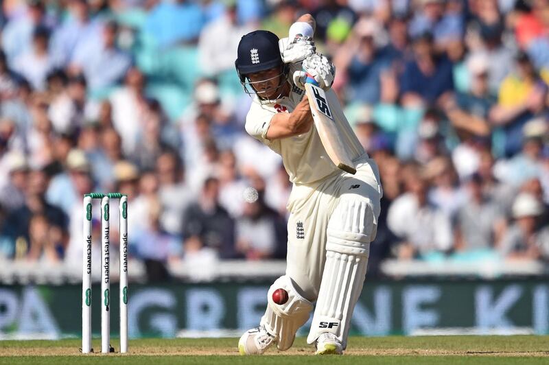 England's Joe Denly plays a shot during the third day of the fifth Ashes Test  between England and Australia at The Oval on Saturday. AFP