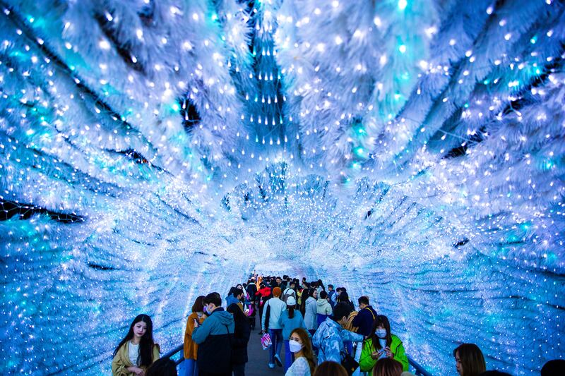 Christmas lights in New Taipei city, Taiwan. It is not an official holiday but many young Taiwanese celebrate with Christmas dinners and exchanging presents. EPA
