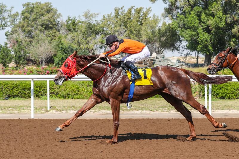 Editorial Use Only
Mandatory Credit: Photo by Cedric Lane/Shutterstock (10574750q)
ALLA MAHLAK (USA) ridden by Fabrice Veron wins the 7F Al Shafar Investment Maiden, race 2, at Jebel Ali, Dubai, UAE
Domestic Meeting, Horse Racing, Jebel Ali, Dubai, United Arab Emirates - 06 Mar 2020