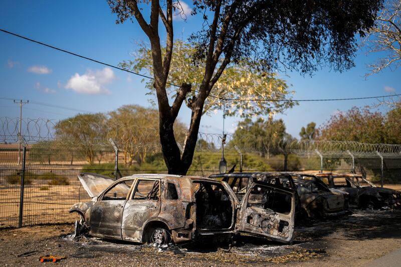 The aftermath of the Hamas incursion into Kibbutz Nir Oz. AP