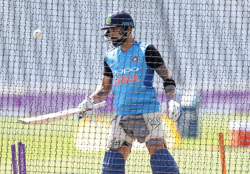 India captain Virat Kohli takes part in the nets session at Trent Bridge, Nottingham, England, Wednesday, July 11, 2018. India will play their first One Day International cricket match against England on Thursday. (David Davies/PA via AP)