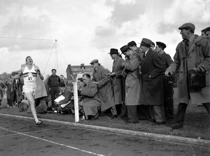 Britain’s Roger Bannister, a 25-year-old medical student in 1954, delayed his retirement plans because he was confident of becoming the first miler in the world under four minutes. He achieved it on this day at the Iffley Road track, Oxford. AP Photo